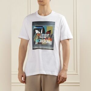 Adidas Men's White Multicolor Graphic Tee | Size Small